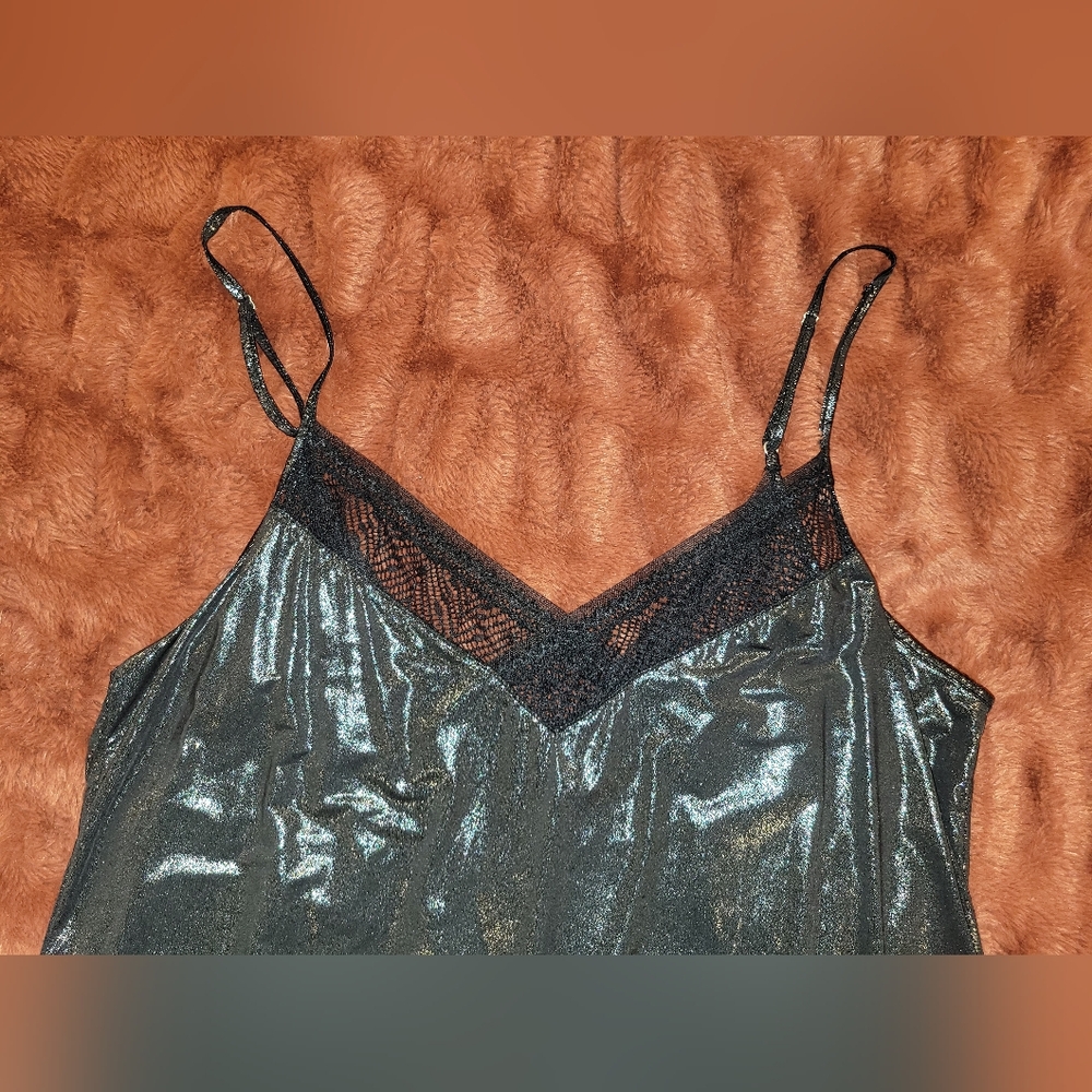 Victoria Secret Black Shiny Slip On Dress - Picture 3 of 8